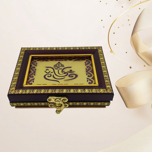Premium 10g Red Wooden 2-Coin Rectangle Ginni Box