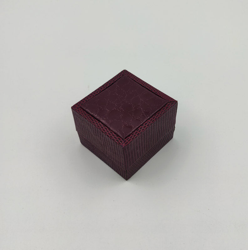 Maroon Crocodile Texture Small Ring Box