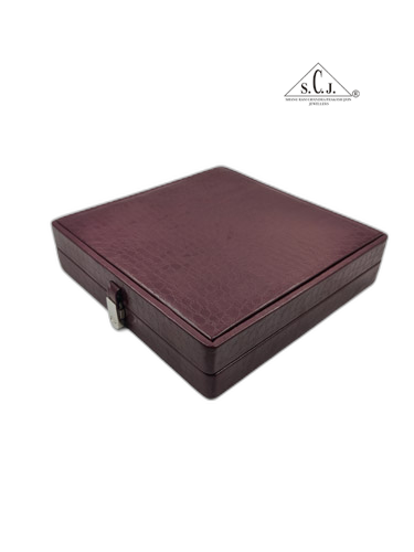 Maroon Crocodile Texture Large Necklace Set Box