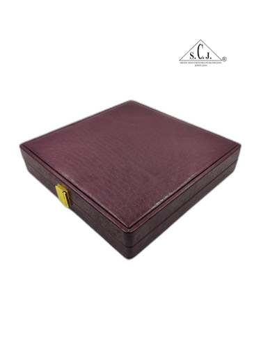 Maroon Crocodile Texture Extra Large Necklace Set Box