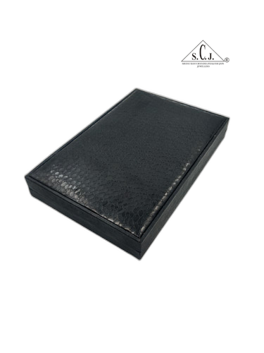 Black Crocodile Texture Long Necklace Set Box