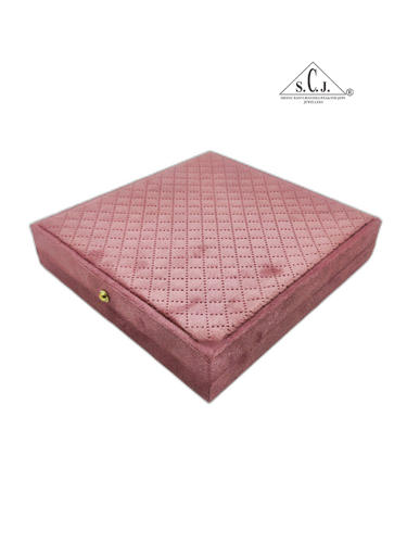 Pink Cuthley Texture Suede Fabric Medium Necklace set LED Light Box