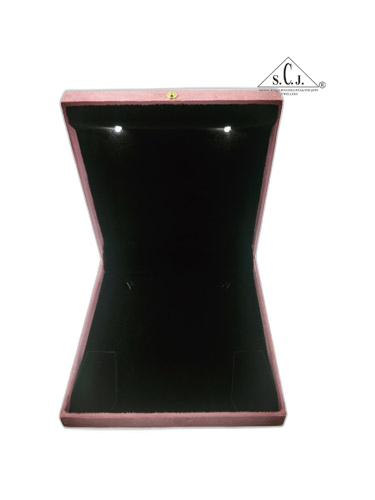 Pink Cuthley Texture Suede Fabric Medium Necklace set LED Light Box