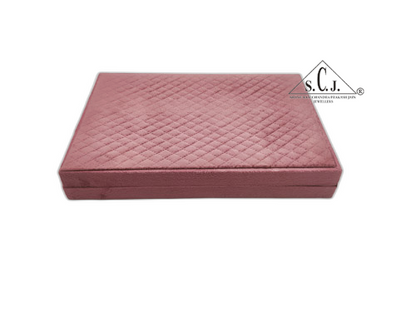 Pink Cuthley Texture Suede Fabric Rani Necklace (haar) set LED Light Box