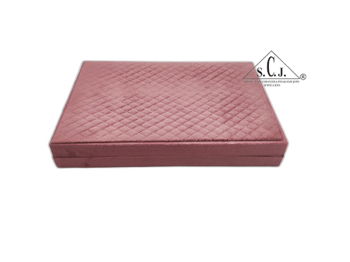Pink Cuthley Texture Suede Fabric Rani Necklace (haar) set LED Light Box