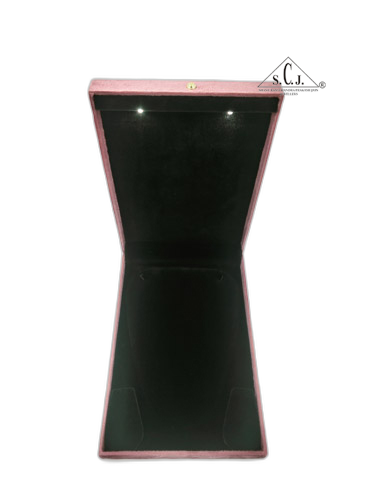 Pink Cuthley Texture Suede Fabric Rani Necklace (haar) set LED Light Box