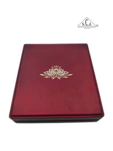 Premium Red Silk Series Medium Necklace Set LED Light Box