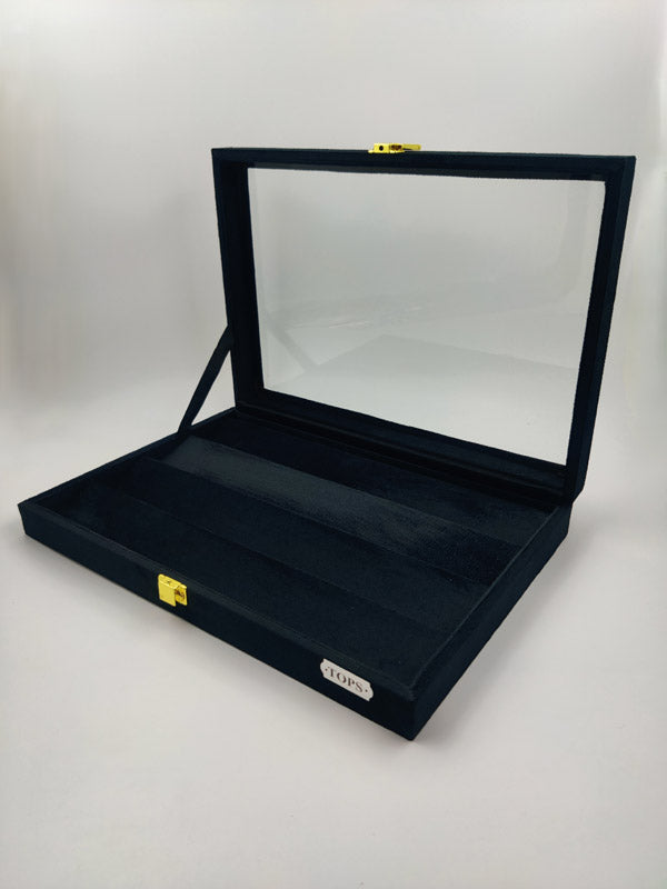 Black Suede Tops/Earrings Stock Box | 4 Shelves Tops Stock Box