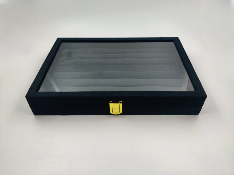 Black Suede Ring Stock Box | 7 Shelves Ring Stock Box