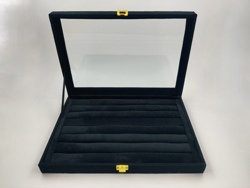 Black Suede Ring Stock Box | 7 Shelves Ring Stock Box