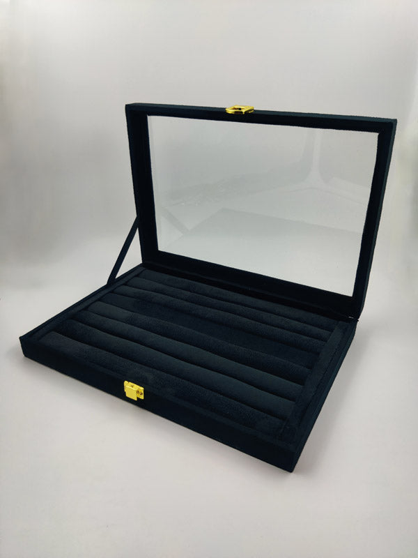 Black Suede Ring Stock Box | 7 Shelves Ring Stock Box