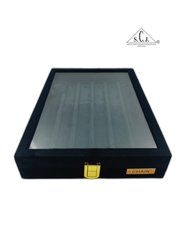 Black Suede Chain Stock Box | 6 Shelves Chain Stock Box