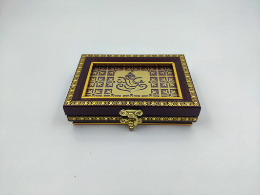 10g Red Wooden 2-Coins Rectangle Box | 10g Silver/Gold 2-Sikka Rectangle Box Holder | 10g 2-Ginni Rectangle Box