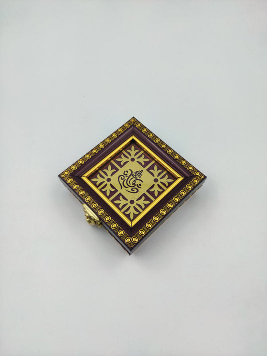 10g Red Wooden 1-Coin Square Box | 10g Silver/Gold 1-Sikka Square Box Holder | 10g 1-Ginni Square Box