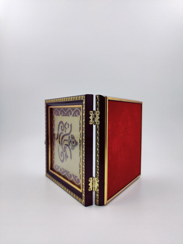 Premium 5g Red Wooden 7-Coin Square Box | Elegant Ginni Gift Box for 5g Silver & Gold Coins (Sikka)