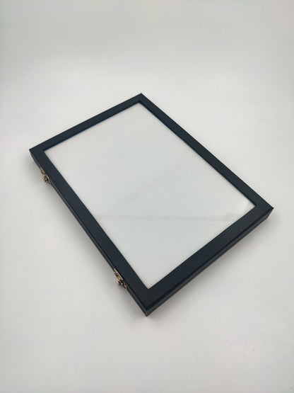 Gemstone Glass Display Storage Box 11×8 Inch – Rexine Glass Lid Gemological Case