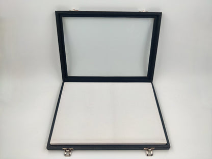 Gemstone Glass Display Storage Box 11×8 Inch – Rexine Glass Lid Gemological Case