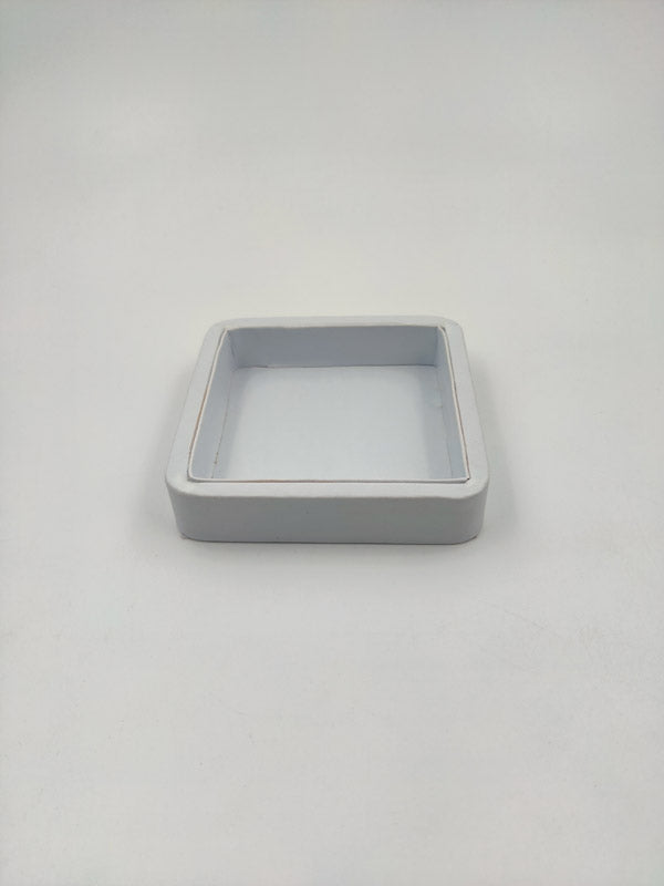 Small White Rexine Tray