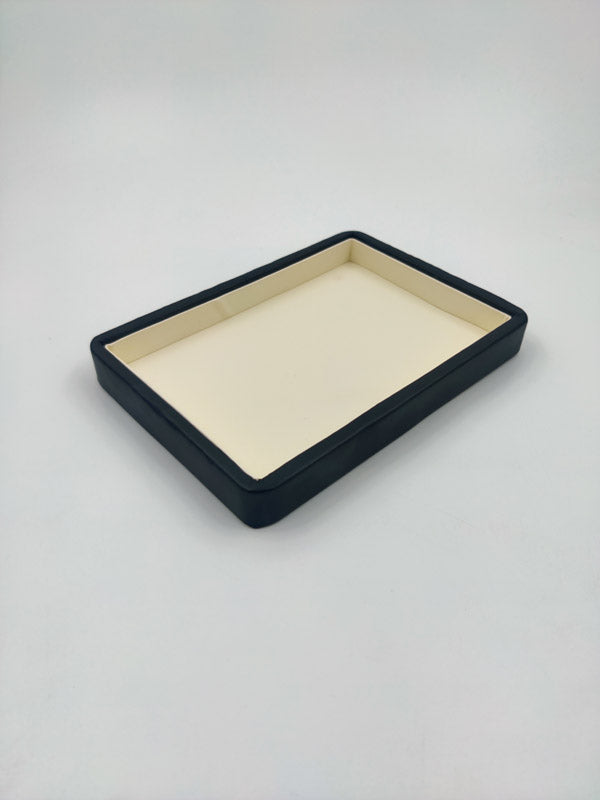 Medium Black Rexine with inside Cream Rexine Tray