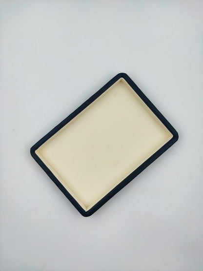 Medium Black Rexine with inside Cream Rexine Tray