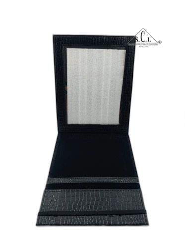 Portable Proffessional Make up Book Mirror With Sturdy Balck Crocodile Texture Frame