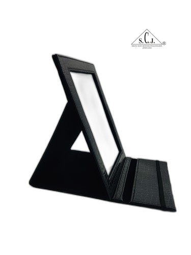 Portable Proffessional Make up Book Mirror With Sturdy Balck Crocodile Texture Frame