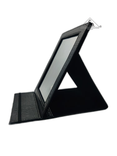 Portable Proffessional Make up Book Mirror With Sturdy Balck Crocodile Texture Frame