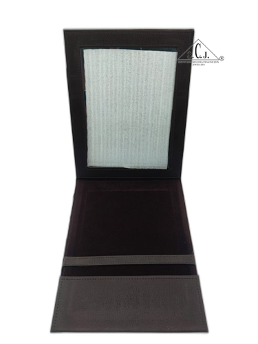 Portable Proffessional Make up Book Mirror With Sturdy Brown PU Leather Frame