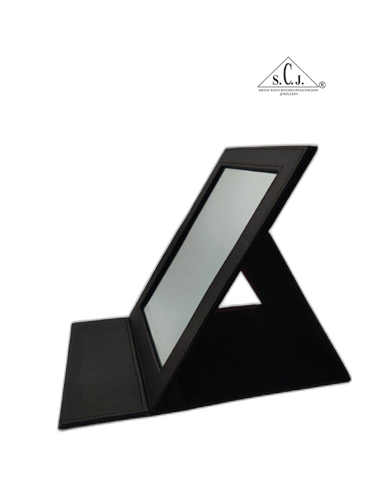 Portable Proffessional Make up Book Mirror With Sturdy Brown PU Leather Frame