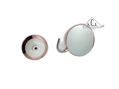 SCJ Flexible Body Magnifying Double-Sided Standing Makeup Mirror White Rose Gold