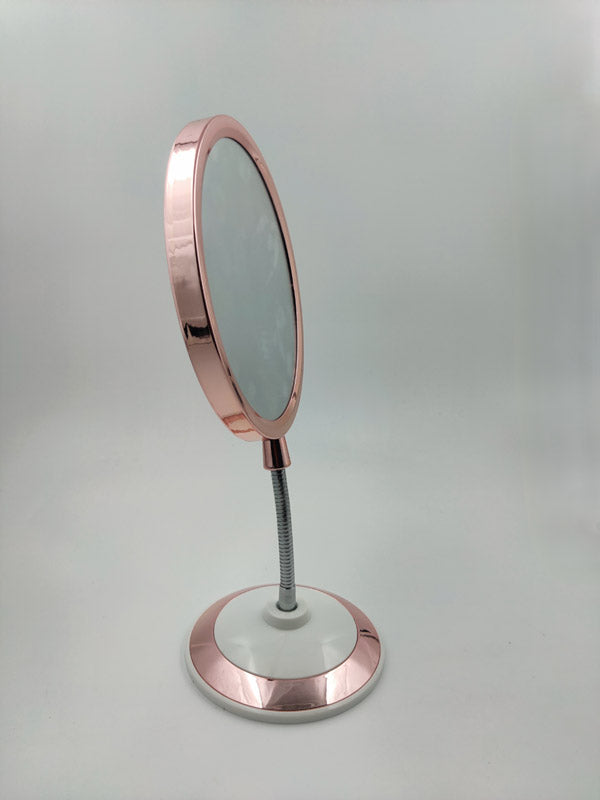 SCJ Flexible Body Magnifying Double-Sided Standing Makeup Mirror White Rose Gold