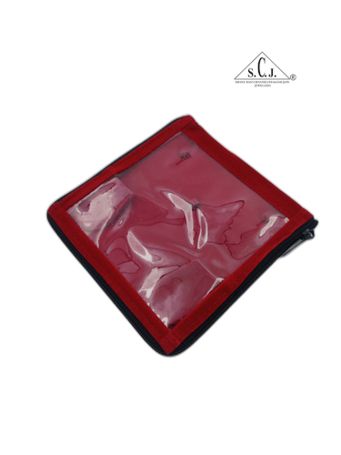 Square Red Velvet Small Necklace Set Zipper Folder