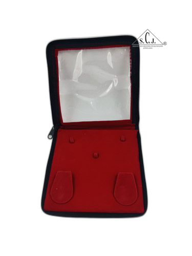 Square Red Velvet Small Necklace Set Zipper Folder