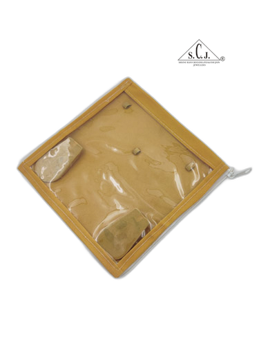 Square Brown Velvet Medium Necklace Set Zipper Folder