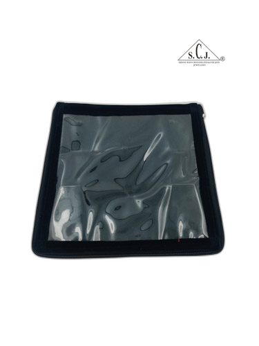 Square Black Velvet Large Necklace Set Zipper Folder
