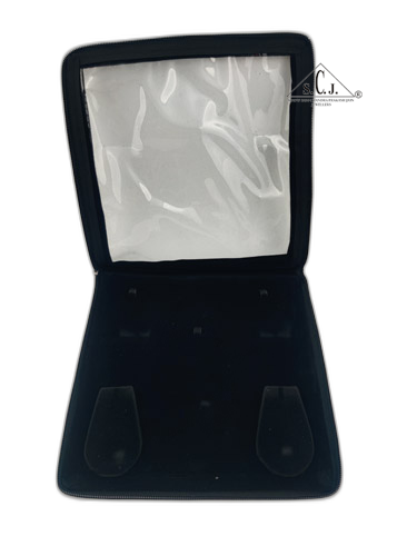 Square Black Velvet Large Necklace Set Zipper Folder