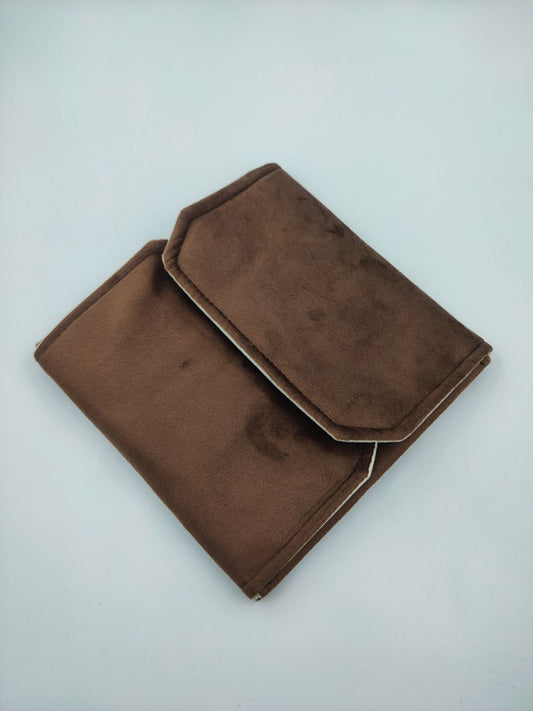 Brown Suede Fabric Tops Organizer Folder