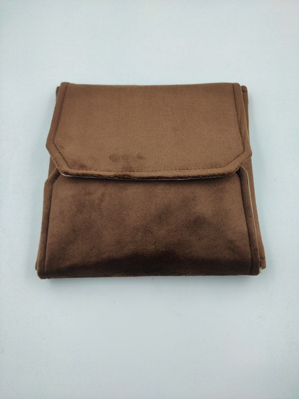 Dark Brown Suede Fabric Rings Folder