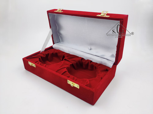 Red Velvet Double Silver Plated Bowl Box