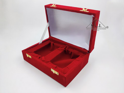 Red Velvet Double Silver Plated Glass Box