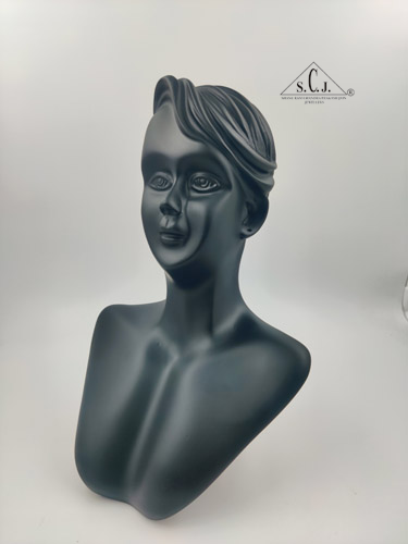 Mannequin Necklace Earring Black Display Bust Jewellery Holder Stand, 12"