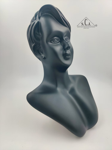 Mannequin Necklace Earring Black Display Bust Jewellery Holder Stand, 12"