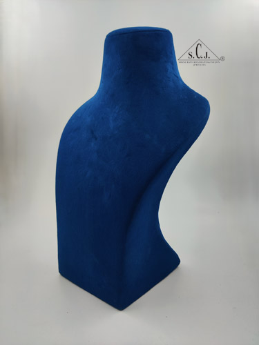 Dummy Navy Blue Suede Stand for Necklace with curve, 14" inch