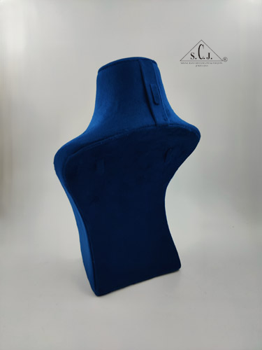 Dummy Navy Blue Suede Stand for Necklace with curve, 12" inch