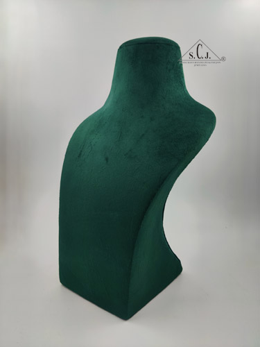 Dummy Dark Green Suede Stand for Necklace with curve, 14" inch
