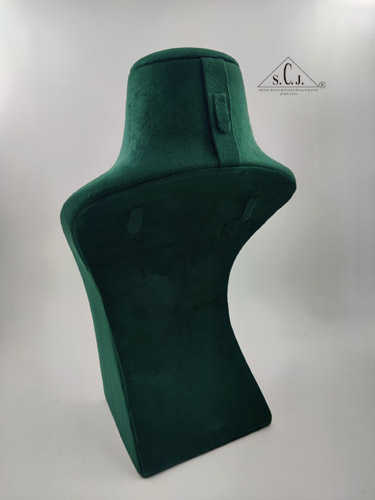 Dummy Dark Green Suede Stand for Necklace with curve, 14" inch