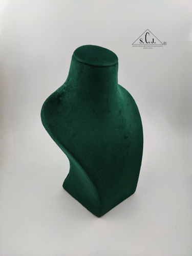 Dummy Dark Green Suede Stand for Necklace with curve, 12" inch