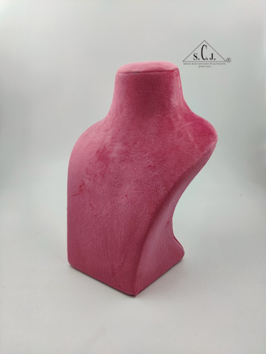 Dummy Pink Suede Stand for Necklace with curve, 10" inch