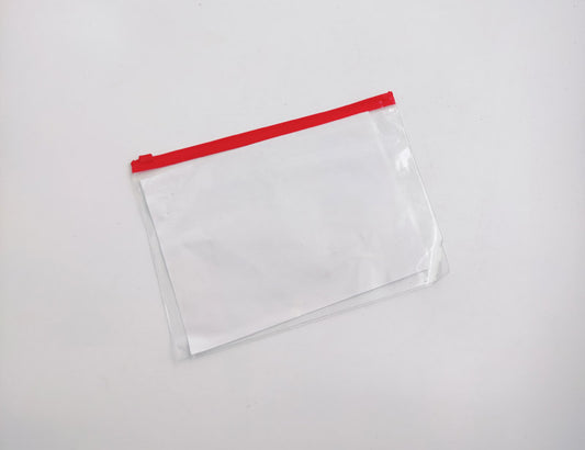 Transparent Red Zipper Pouch 100 piece/pack, 9 x 6.5 inch