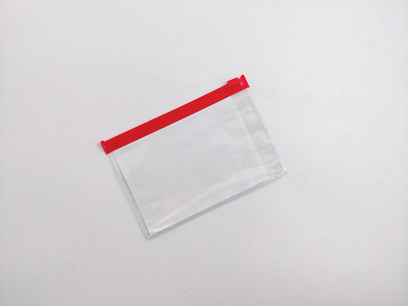 Transparent Red Zipper Pouch 100 piece/pack, 6 x 4 inch